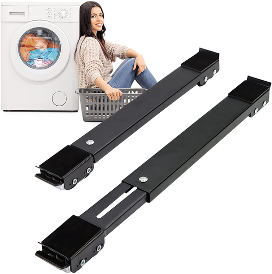 Extendable Furniture Appliances Rollers, Mover Tools with 24 Roller & Brake Equipment for Heavy Washing Dryer Machine Refrigerator Strong Base Stand Hold Up to 660 lb Black